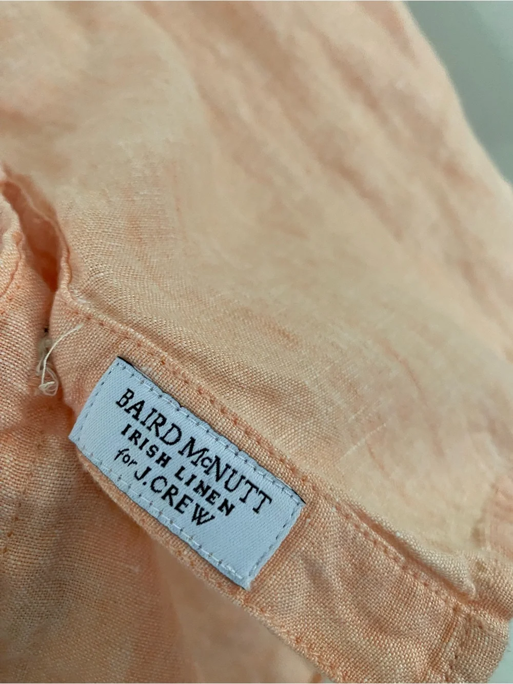 J.Crew Relaxed Fit Baird McNutt Irish Linen Blouse Top Peach Coral L Boho